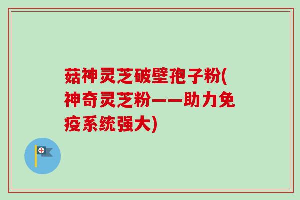 菇神灵芝破壁孢子粉(神奇灵芝粉——助力免疫系统强大)