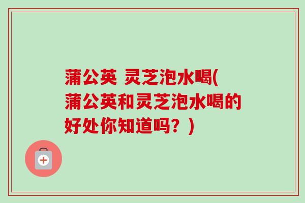 蒲公英 灵芝泡水喝(蒲公英和灵芝泡水喝的好处你知道吗？)