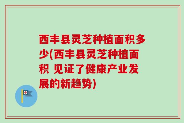 西丰县灵芝种植面积多少(西丰县灵芝种植面积 见证了健康产业发展的新趋势) 西丰县灵芝种植面积多少(西丰县灵芝种植面积 见证了健康产业发展的新趋势)