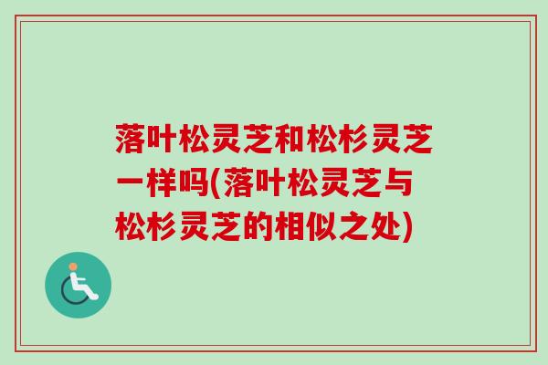 落叶松灵芝和松杉灵芝一样吗(落叶松灵芝与松杉灵芝的相似之处)