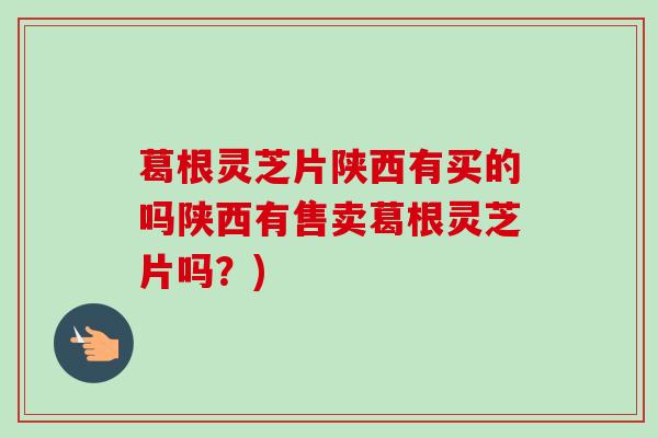 葛根灵芝片陕西有买的吗陕西有售卖葛根灵芝片吗？)