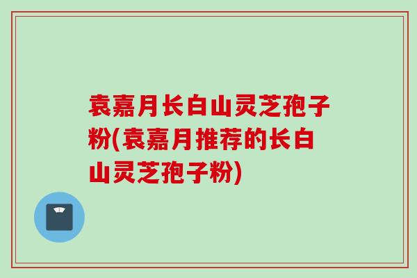 袁嘉月长白山灵芝孢子粉(袁嘉月推荐的长白山灵芝孢子粉)