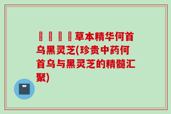 荳渼荳渼草本精华何首乌黑灵芝(珍贵中药何首乌与黑灵芝的精髓汇聚)