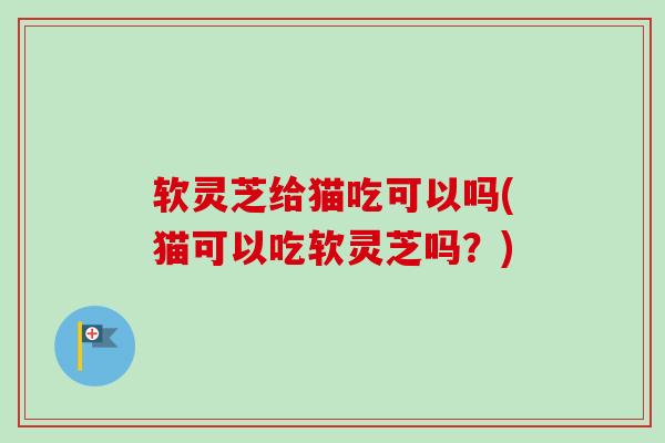 软灵芝给猫吃可以吗(猫可以吃软灵芝吗？)