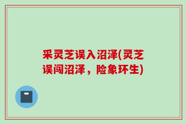 采灵芝误入沼泽(灵芝误闯沼泽，险象环生)