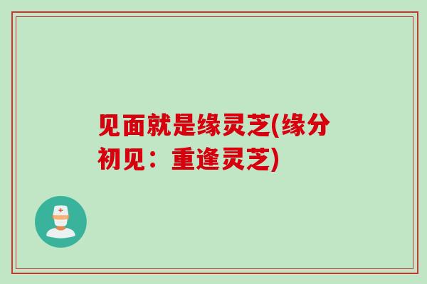 见面就是缘灵芝(缘分初见：重逢灵芝)