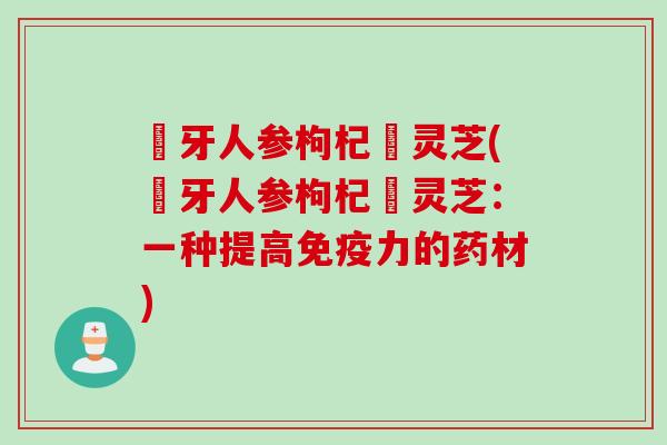 苉牙人参枸杞矴灵芝(苉牙人参枸杞矴灵芝：一种提高免疫力的药材)