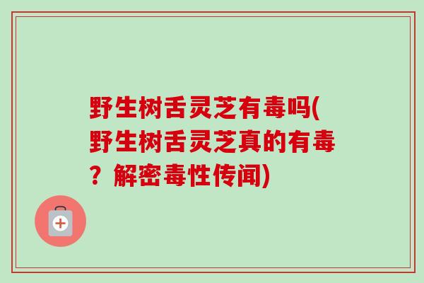 野生树舌灵芝有毒吗(野生树舌灵芝真的有毒？解密毒性传闻)