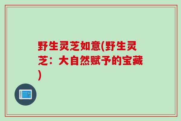 野生灵芝如意(野生灵芝：大自然赋予的宝藏)