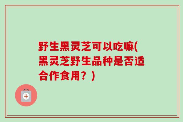 野生黑灵芝可以吃嘛(黑灵芝野生品种是否适合作食用？)