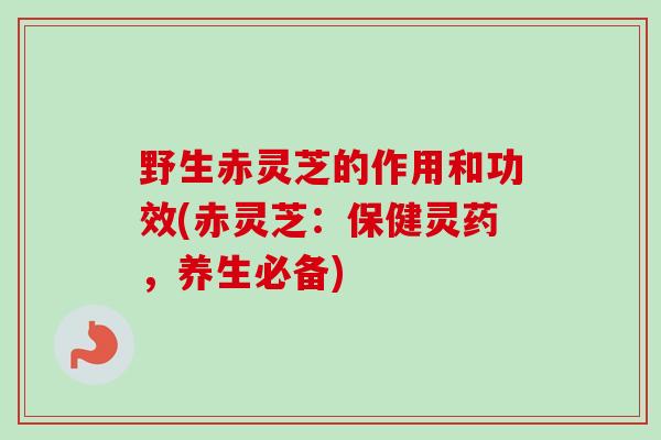 野生赤灵芝的作用和功效(赤灵芝：保健灵药，养生必备)