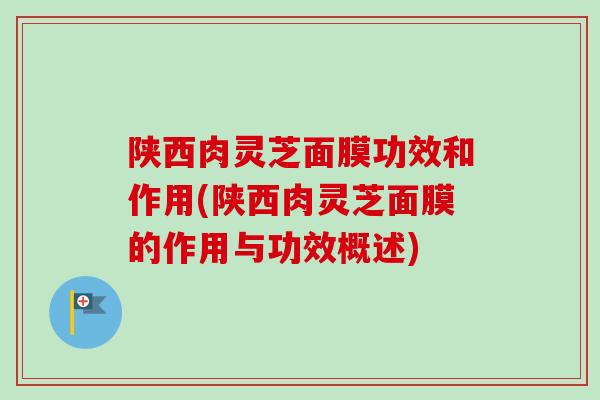 陕西肉灵芝面膜功效和作用(陕西肉灵芝面膜的作用与功效概述)