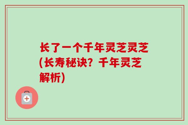 长了一个千年灵芝灵芝(长寿秘诀？千年灵芝解析)