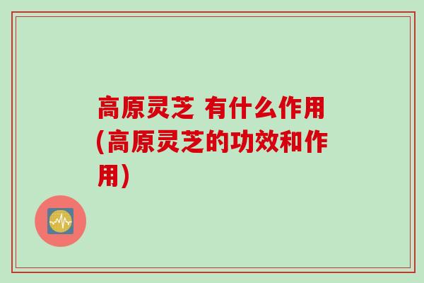高原灵芝 有什么作用(高原灵芝的功效和作用)
