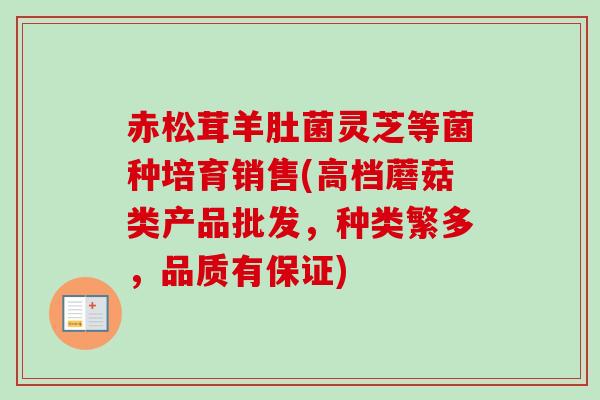 赤松茸羊肚菌灵芝等菌种培育销售(高档蘑菇类产品批发，种类繁多，品质有保证)