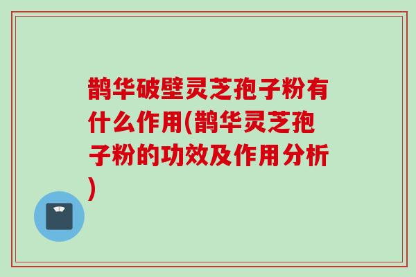 鹊华破壁灵芝孢子粉有什么作用(鹊华灵芝孢子粉的功效及作用分析) 鹊华破壁灵芝孢子粉有什么作用(鹊华灵芝孢子粉的功效及作用分析)