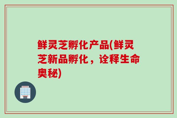 鲜灵芝孵化产品(鲜灵芝新品孵化,诠释生命奥秘) 鲜灵芝孵化产品(鲜灵芝新品孵化,诠释生命奥秘)