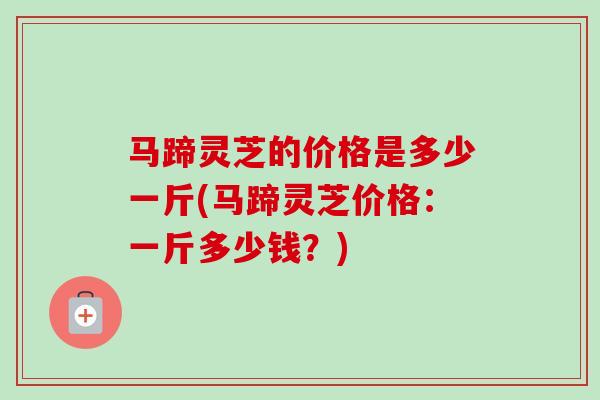 马蹄灵芝的价格是多少一斤(马蹄灵芝价格：一斤多少钱？)