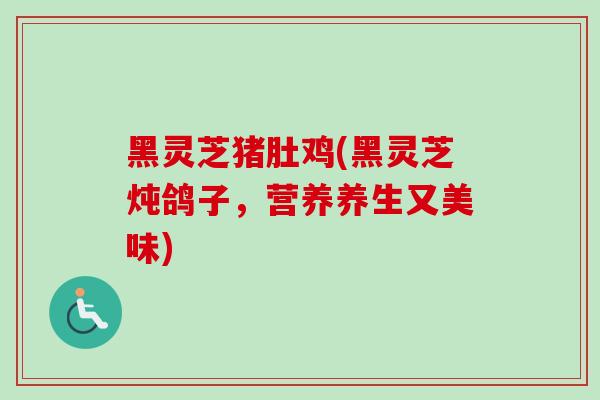 黑灵芝猪肚鸡(黑灵芝炖鸽子，营养养生又美味)