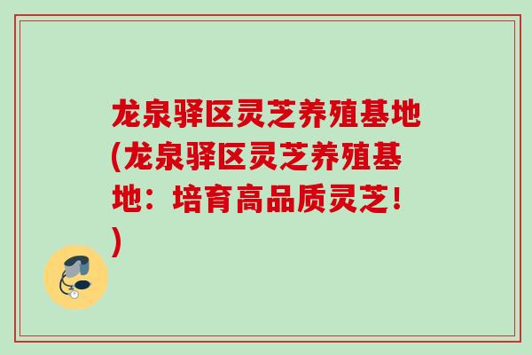 龙泉驿区灵芝养殖基地(龙泉驿区灵芝养殖基地：培育高品质灵芝！)