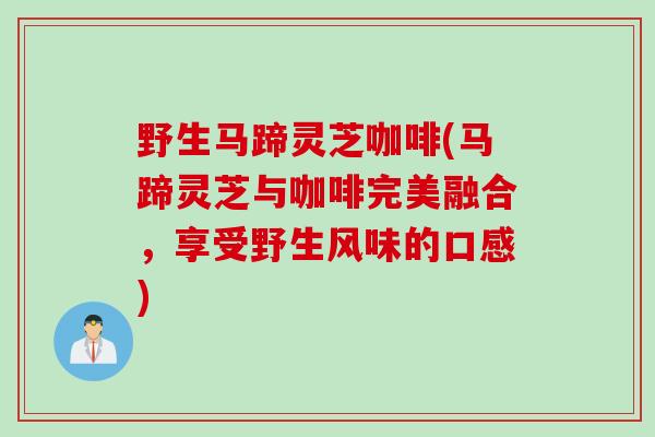 野生马蹄灵芝咖啡(马蹄灵芝与咖啡完美融合，享受野生风味的口感)