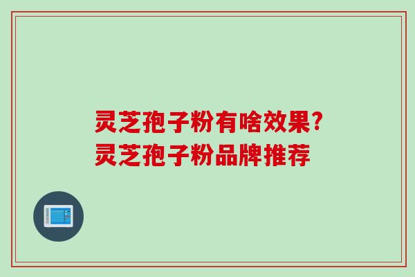 灵芝孢子粉有啥效果?灵芝孢子粉品牌推荐