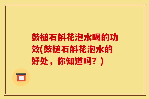 鼓槌石斛花泡水喝的功效(鼓槌石斛花泡水的好处,你知道吗?) 鼓槌石斛花泡水喝的功效(鼓槌石斛花泡水的好处,你知道吗?)