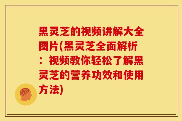 黑灵芝的视频讲解大全图片(黑灵芝全面解析:视频教你轻松了解黑灵芝的营养功效和使用方法) 黑灵芝的视频讲解大全图片(黑灵芝全面解析:视频教你轻松了解黑灵芝的营养功效和使用方法)