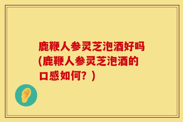 鹿鞭人参灵芝泡酒好吗(鹿鞭人参灵芝泡酒的口感如何？)