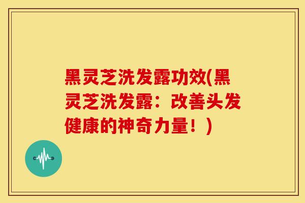 黑灵芝洗发露功效(黑灵芝洗发露：改善头发健康的神奇力量！)